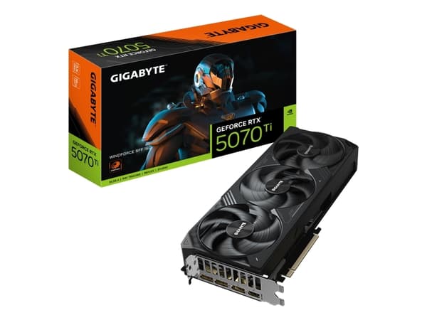 Gigabyte GeForce RTX 5070 Ti WINDFORCE SFF 16G - Grafikkort - GeForce RTX 5070 Ti - 16 GB GDDR7 - PCI Express 5.0 - 3 x DisplayPort, HDMI