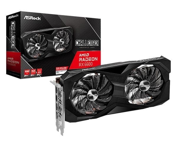 Näytönohjain AMD Radeon rx 6600 (8 gb, gddr6, 128 bit, PCie 4.0 16x, gpu 1626 MHz, kaksipaikkainen tuuletin, 1xhdmi), Asrock musta
