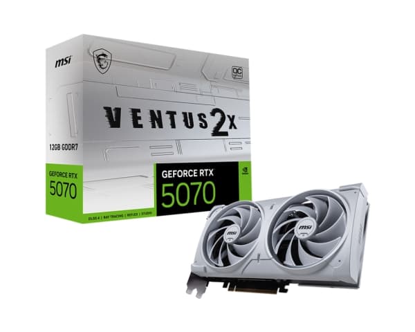 MSI GeForce RTX 5070 12G VENTUS 2X OC - Grafikkort - GeForce RTX 5070 - 12 GB GDDR7 - PCI Express 5.0 - 3 x DisplayPort, HDMI - hvit