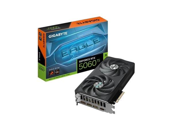 GIGABYTE GeForce RTX 5060 Ti EAGLE OC 8G, GeForce RTX 5060 Ti, 8 GB, GDDR7, 128 bit, 7680 x 4320 piksler, PCI Express x16 5.0 Sort