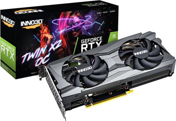 InnoVISION Inno3D GeForce RTX 3060 TWIN X2 OC - Grafikkort - GF RTX 3060 - 12GB GDDR6 - PCIe 4.0 x16 - HDMI, 3 x DisplayPort (N30602-12D6X-11902120H) Svart