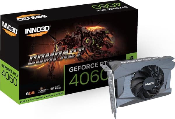 Inno3D RTX4060 Compact 8GB GDDR6 HDMI 3xDP (N40601-08D6-173050N)