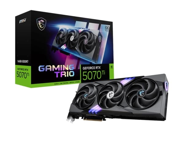 MSI GAMING GeForce RTX 5070 Ti 16G TRIO OC, GeForce RTX 5070 Ti, 16 GB, GDDR7, 256 bit, 7680 x 4320 piksler, PCI Express 5.0 Sort