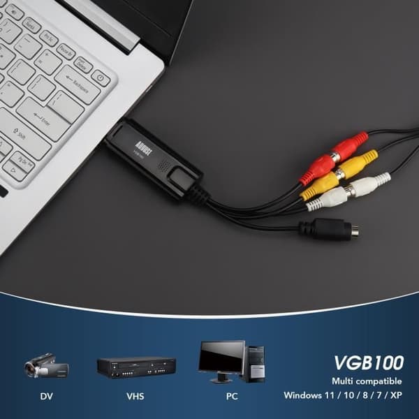 Digital Analog Audio Video Converter - August VGB100 - Transfer K7 SECAM / PAL VHS Hi8 Mini DV - Windows 11,10, 8, 7