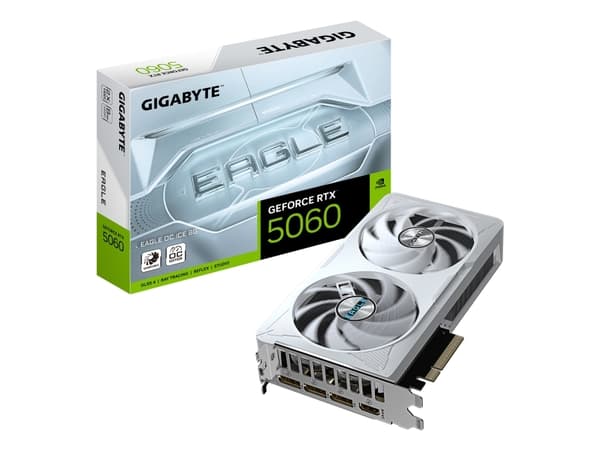 GIGABYTE GeForce RTX 5060 EAGLE OC ICE 8G, GeForce RTX 5060, 8 GB, GDDR7, 128 Bit, 7680 x 4320 pixel, PCI Express 5.0