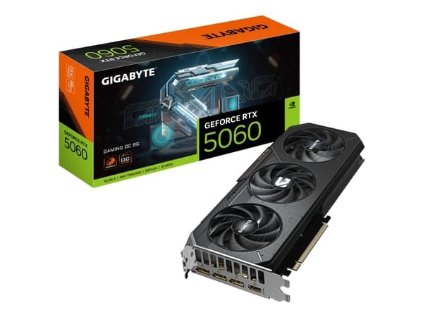GIGABYTE GeForce RTX 5060 GAMING OC 8G, GeForce RTX 5060, 8 GB, GDDR7, 128 Bit, 7680 x 4320 pixel, PCI Express 5.0