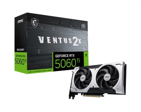 MSI GeForce RTX 5060 TI 8G VENTUS 2X OC PLUS, GeForce RTX 5060 Ti, 8 GB, GDDR7, 128 bit, 7680 x 4320 piksler, PCI Express x16 5.0