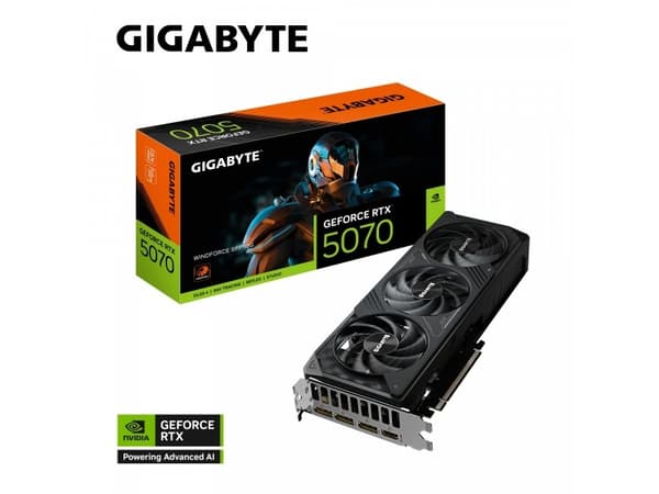 GIGABYTE GeForce RTX 5070 WINDFORCE SFF 12G, GeForce RTX 5070, 12 GB, GDDR7, 192 bit, 7680 x 4320 pixlar, PCI Express x16 5.0 Svart