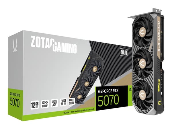 Zotac Gaming GeForce RTX 5070 SOLID NVIDIA 12 Gt GDDR7 musta