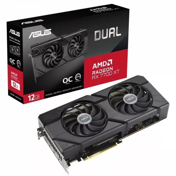 ASUS Dual-RX7700XT-O12G AMD Radeon RX 7700 XT 12 GB GDDR6 Svart