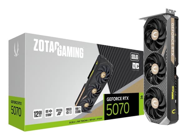 Zotac Gaming GeForce RTX 5070 SOLID OC -näytönohjain, NVIDIA 12 Gt GDDR7