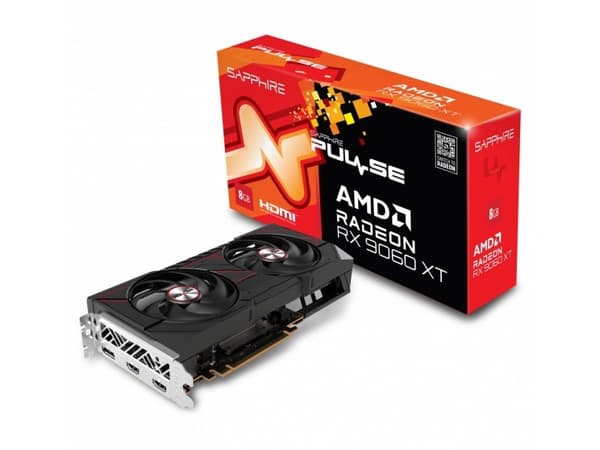 Sapphire Radeon RX 9060 XT 8GB PULSE Gaming OC - 16GB GDDR6, 2x HDMI, 2x DP Sort