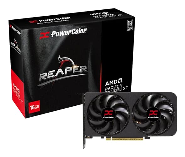 PowerColor Reaper AMD Radeon RX 9060 XT 16GB GDDR6, Radeon RX 9060 XT, 16 GB, GDDR6, 128 Bit, 7680 x 4320 pixel, PCI Express x16 5.0 Svart