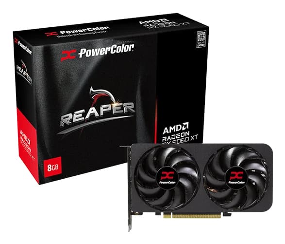 PowerColor Reaper AMD Radeon RX 9060 XT 8GB GDDR6, Radeon RX 9060 XT, 8 GB, GDDR6, 128 Bit, 7680 x 4320 pixel, PCI Express x16 5.0