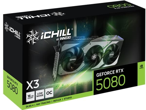 Inno3D iChill GeForce RTX 5080 X3, GeForce RTX 5080, 16 GB, GDDR7, 256 bit, PCI Express 5.0, 3 fläkt/-ar