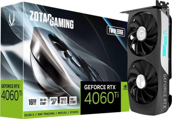 Näytönohjain, GeForce RTX 4060Ti Twin Edge 16GB GDDR6 128bit, ZOTAC musta