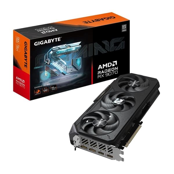 Grafikkort AMD Radeon rx 9070 (16 gb, gddr6, 256 bitar, PCie 5.0 16x, triple slot fansink, 2xhdmi, 2xdisplayport), Gigabyte Svart