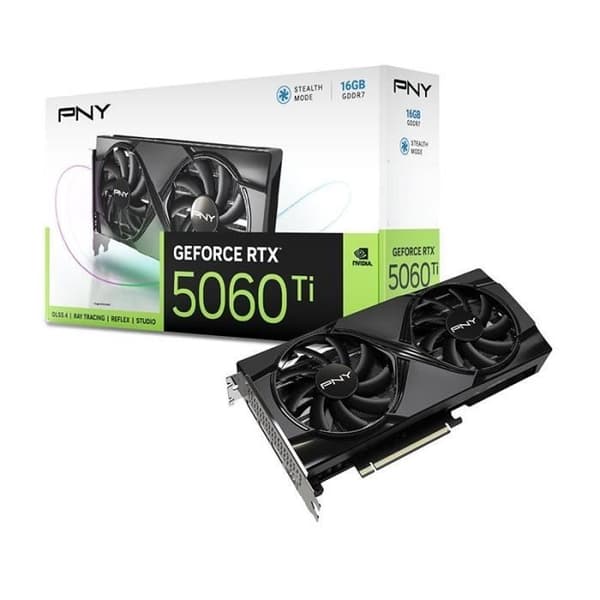 PNY - Grafikkort - GeForce RTX 5060 Ti - 16 GB - Dubbelfläkt DLSS 4 Svart