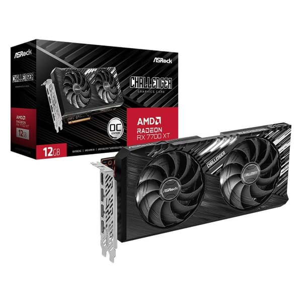 Grafikkort ASRock RX7700XT CL 12GO AMD AMD RADEON RX 7700 XT GDDR6 12 GB Sort