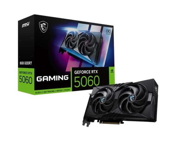 MSI GeForce RTX 5060 8G GAMING OC, GeForce RTX 5060, 8 GB, GDDR7, 128 bit, 7680 x 4320 pixlar, PCI Express x16 5.0 Svart
