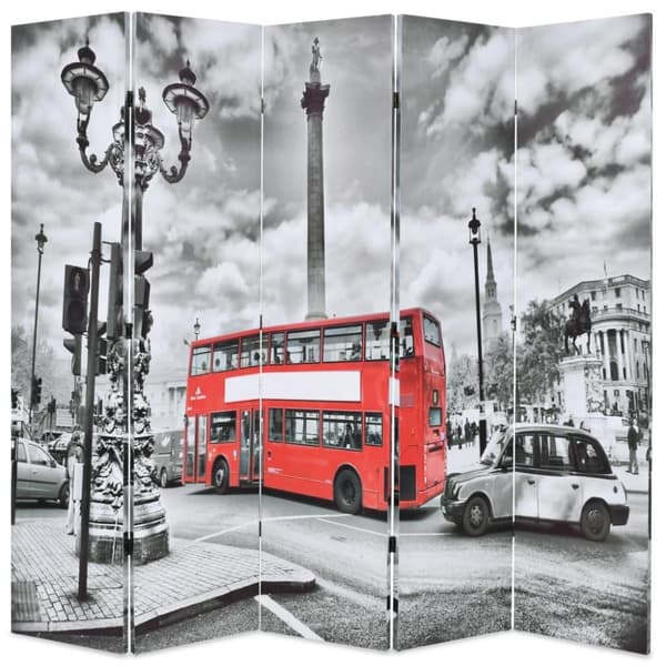vidaXL foldbar rumdeler 200 x 170 cm London bus sort og hvid