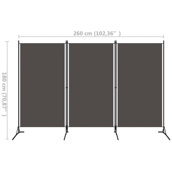 vidaXL 3-panels rumdeler 260 x 180 cm antracitgrå