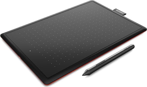 One by Wacom Small - Digitoija - oikea- ja vasenkätinen - 15,2 x 9,5 cm - sähkömagneettinen - langallinen - USB - musta, punainen (CTL-472-N)