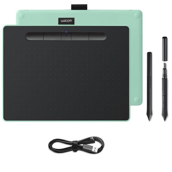Wacom Intuos M Bluetooth, trådbundet och trådlöst, 216 x 135 mm, USB-Bluetooth, 7 mm, Penna, 0,25 mm