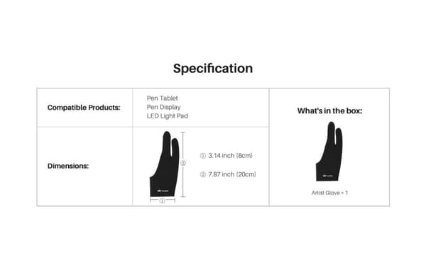 Artist glove HUION GL200 for graphic tablet