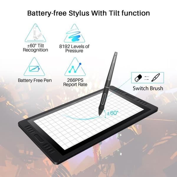 HUION Kamvas Pro 20 (2019) grafikplatta med batterifri penntiltfunktion