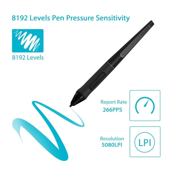 Batterifri digitalpenna, 8192 nivåer av tryckkänslighet, ±60° lutningsstöd, lättviktsdesign