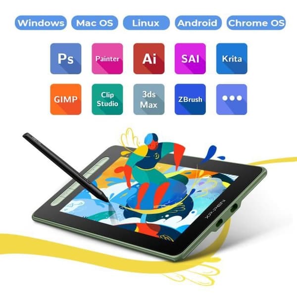 XPPen-Artist 10 2nd Gen-Graphic Tablet med 10,1 tums skärm-X3 8192 Level Chip Pen-kompatibel Windows Mac Linux