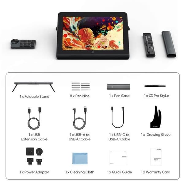 XPPen Artist Pro 14 Gen 2 Grafisk Tablet med Full Laminated Skärm i 14 Tum Första i Världen Passiv Penna 16K Nivåer