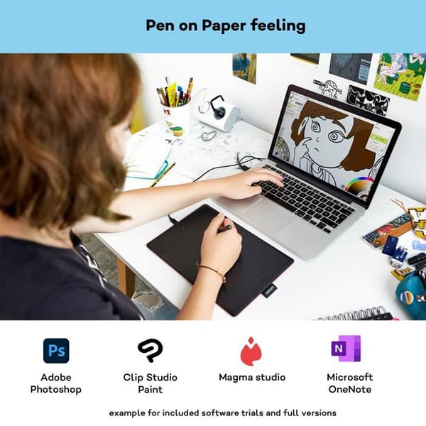 Grafiktablett - WACOM - ONE Medium - USB - Aktiv yta 216x135 mm - Kompatibel med Windows/Mac