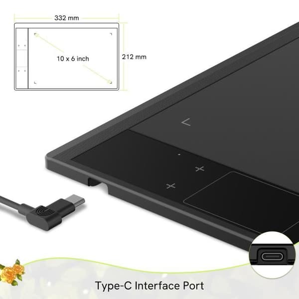 VEIKK A30 10x6 ritplatta med 4 pekknappar 1 pekplatta, 8192 batterifri penna för Win, Mac, Linux, Android
