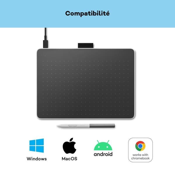 Grafiktablett - WACOM - One - Upplösning 2.540 lpi - Aktiv zon 216 x 135 mm - Svart/Röd