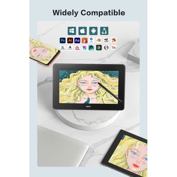 UGEE U1600 grafikplatta med 15,4 tums skärm helt laminerad ritskärm för Android/Windows/Mac/Chrome OS