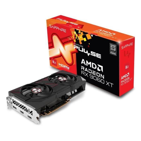 SAPPHIRE - Grafikkort - PULSE AMD RADEON™ RX 9060 XT GAMING OC - 8GB - DUAL HDMI / DP Svart