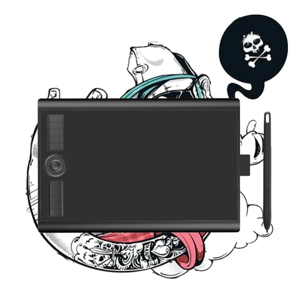 Grafiktablet, 8192 niveauer af trykfølsomhed, tilpasselige genvejstaster, batterifri stylus
