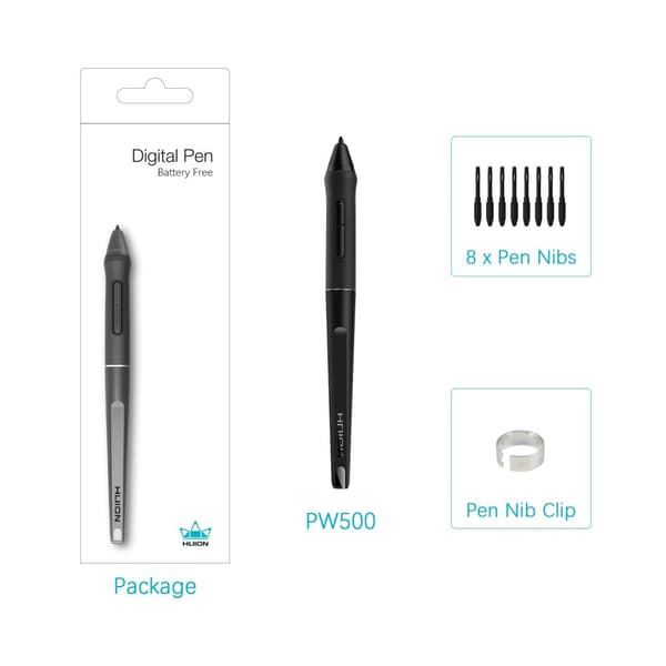 Batterifri digital pen, 8192 niveauer af trykfølsomhed, ±60° hældningssupport, letvægtsdesign