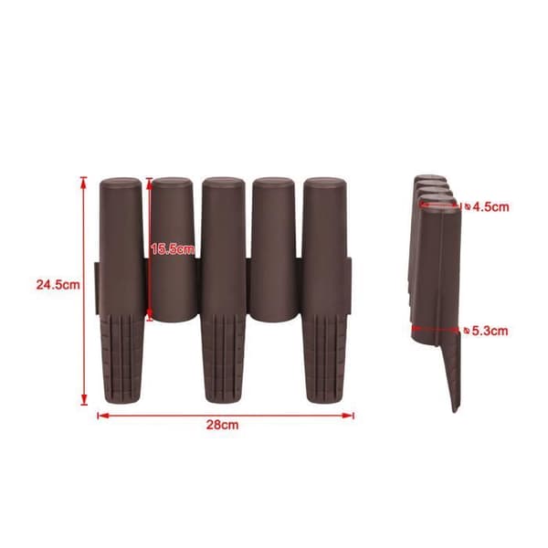 Set med 30 trädgårdskanter i trälook - XMTECH - Brun - 8,4M - 28 x 24 cm
