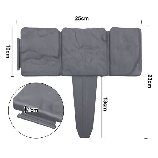 Set med 10 stycken Plastgräskanter - LZQ - Antracit - 2,5m