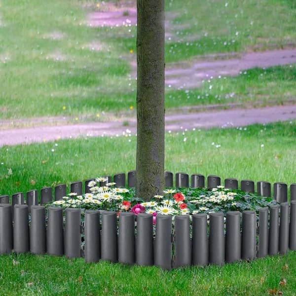 LZQ Paket med 30 Gräsmattor, Trädgårdskanter, Gräsmattor Parterre, Trädgårdskanter i plast - Antracit - 8,4 m