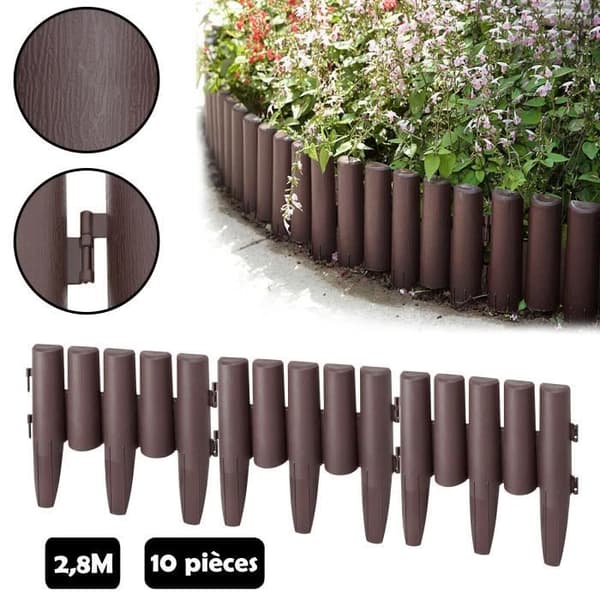 Brun plast gräsmatta kant - LZQ - 2,8m - UV-beständig och lätt att installera