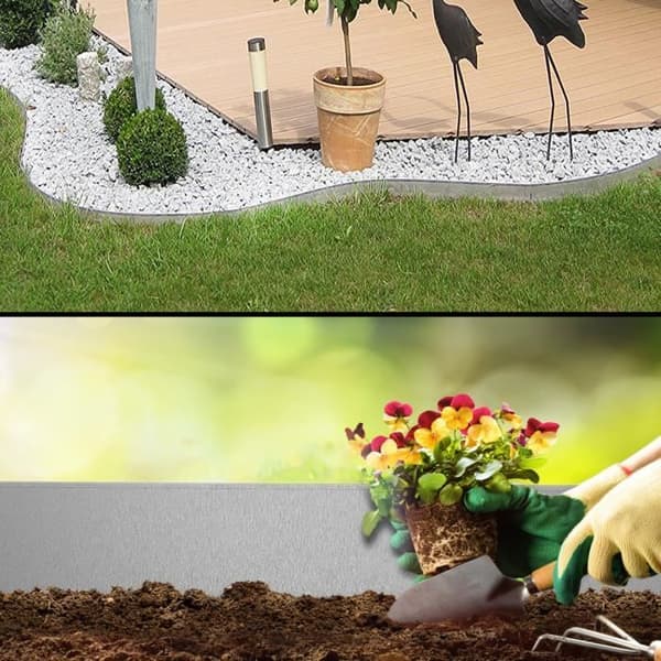Galvaniserat stål Gräsmatta Trädgårdskant - XMTECH - 100x15cm - Antirost - Flexibel - 30m