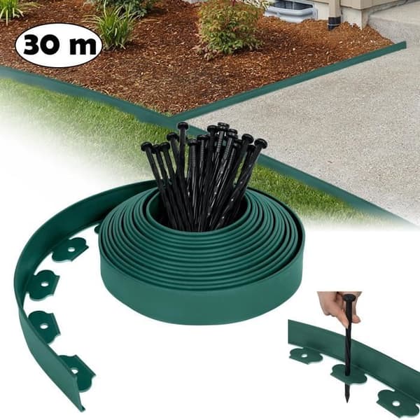 LZQ Flexibel Plast Gräsmatta Kant - Grön - 30m
