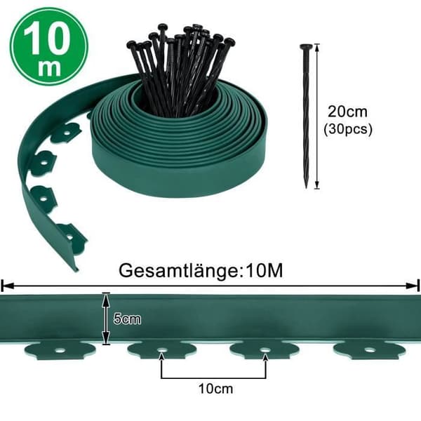 XMTECH flexibla gräsmattor i plast - 10m - Grön - Väder-, UV- och slagtålig