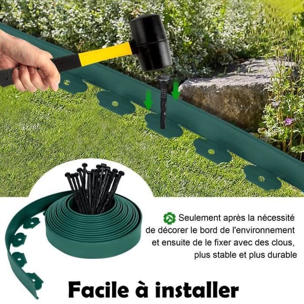 LZQ Flexibel Plast Gräsmatta Kant - Grön - 10m