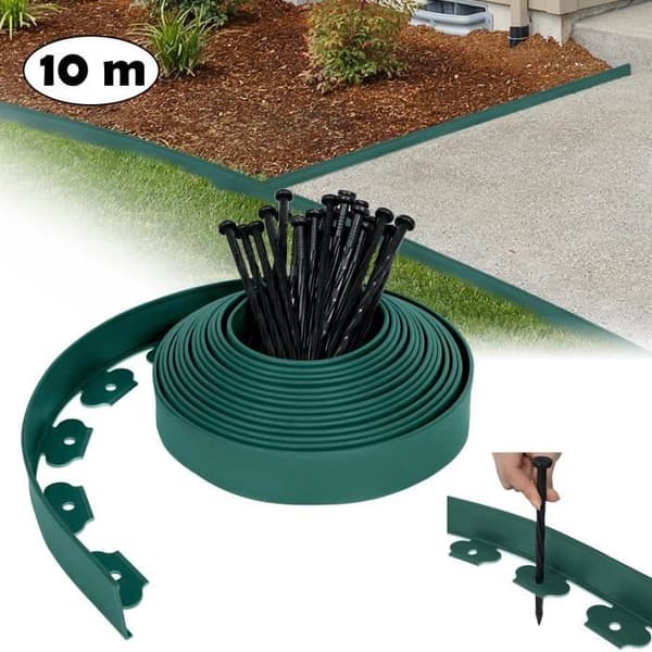 LZQ Flexibel Plast Gräsmatta Kant - Grön - 10m
