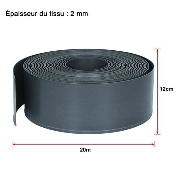 PP Plast Gräsmattkant - LZQ - 80m x 12cm - Svart, Ljusgrå, Grön - Flexibel